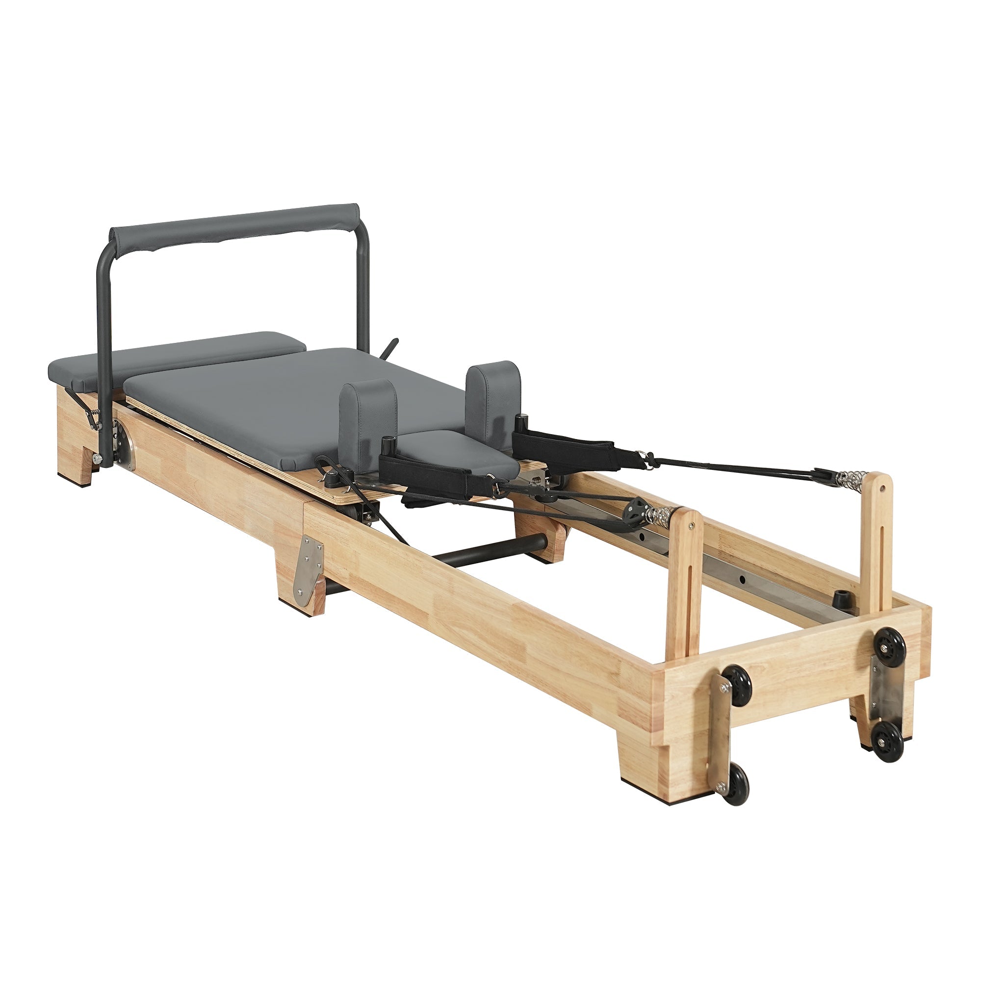 Collapsible Classic Pilates Reformer wooden legs Gray