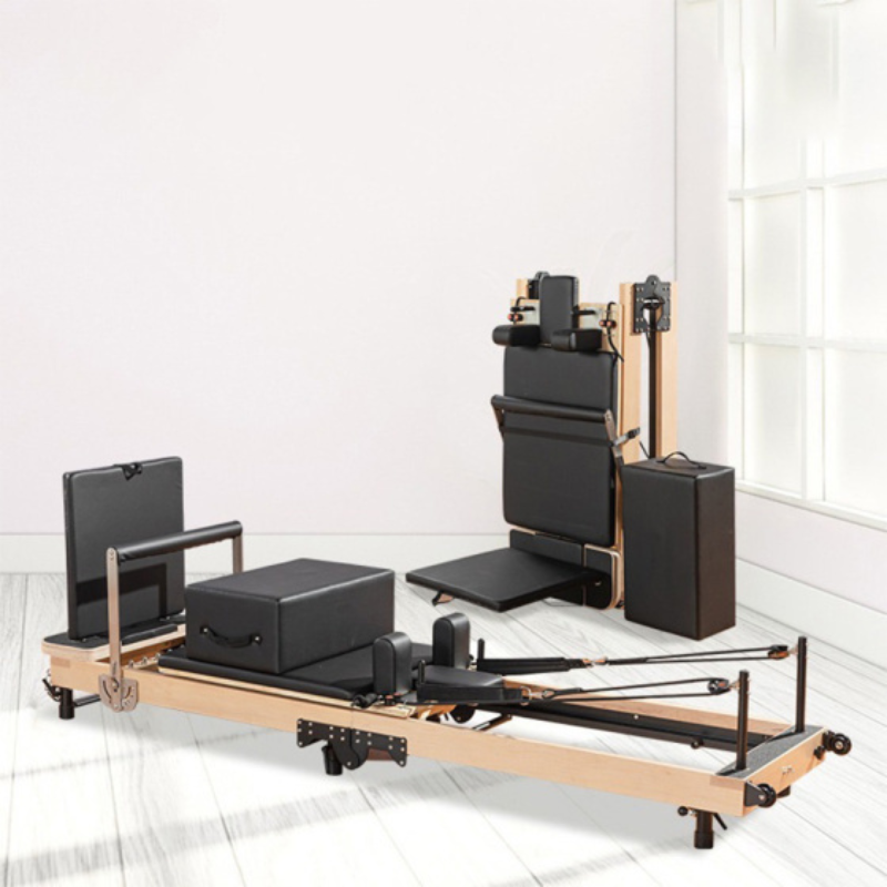 Premium Maple Pilates Reformer — Adjustable Leg Elevation Design