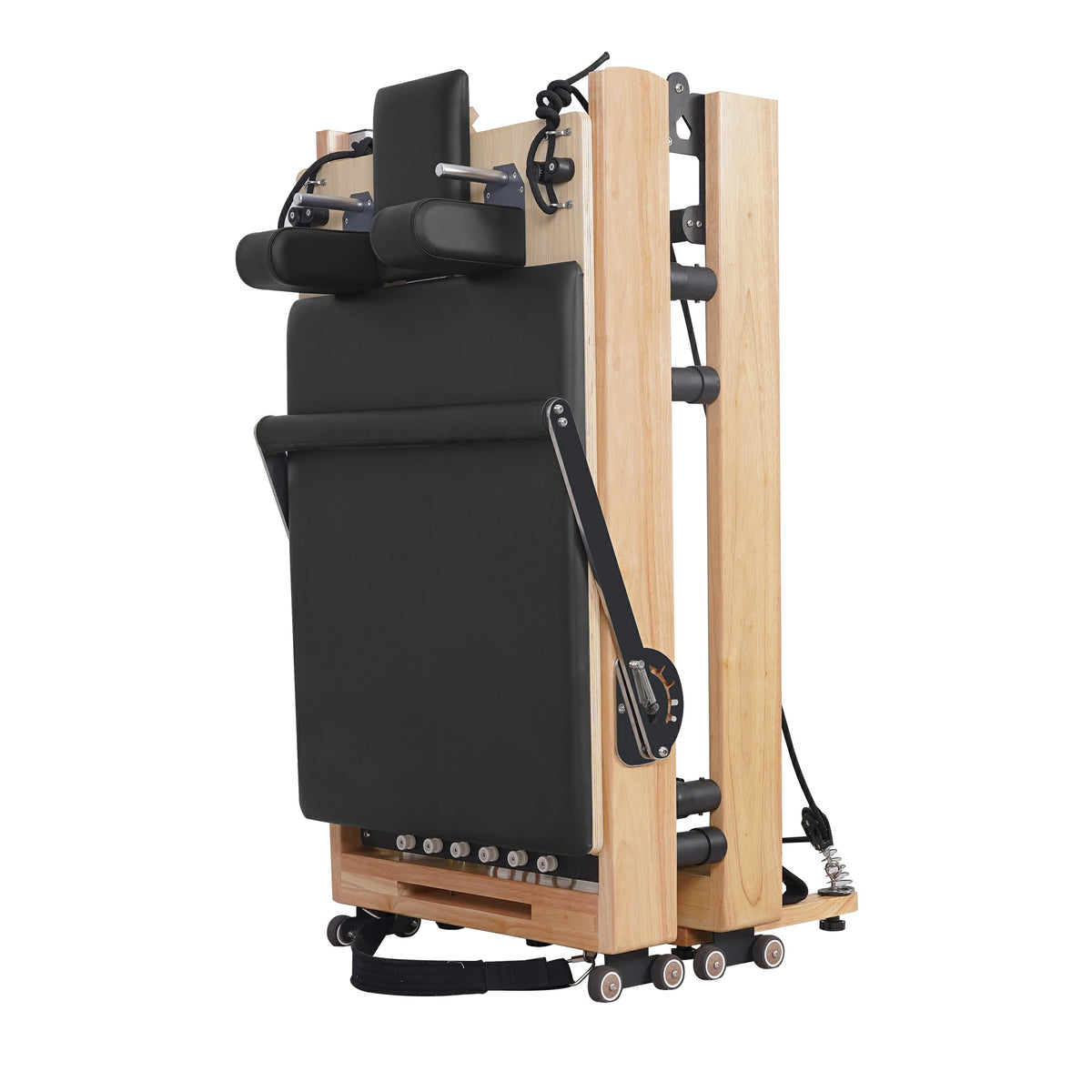 Faltbarer Eichen-Pilates-Reformer Schwarz