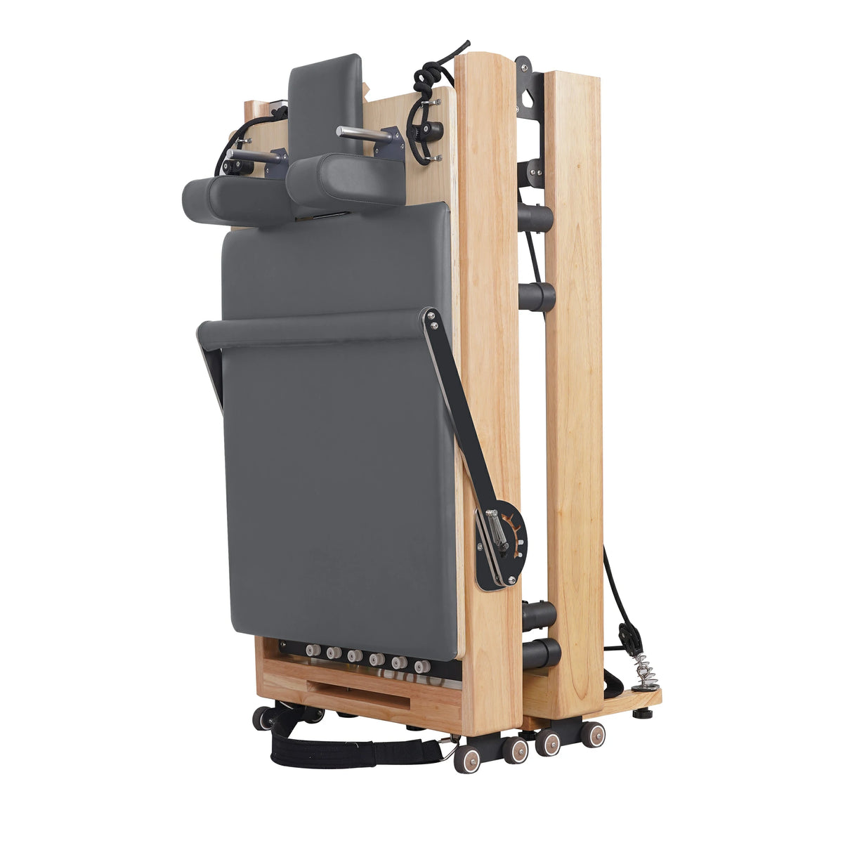 Faltbarer Pilates-Reformer aus Eiche, Grau