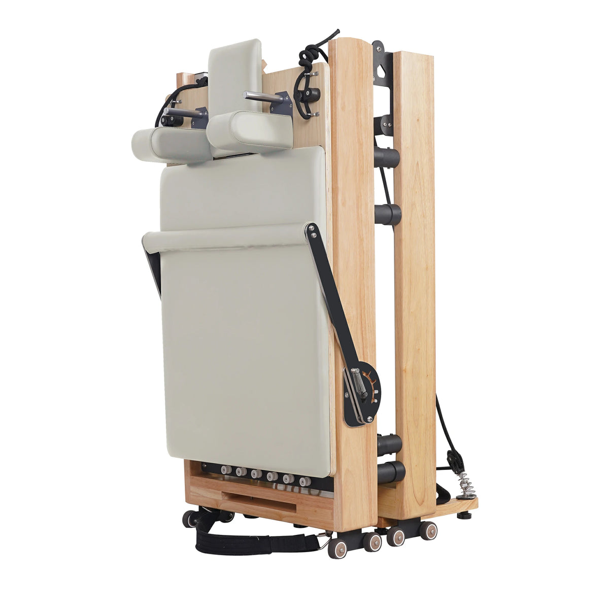 Foldable Oak Pilates Reformer Cream White